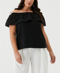 Embroidered Off The Shoulder Top