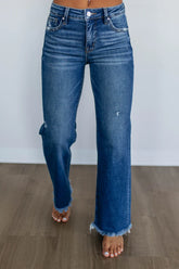 Distressed Wide-Leg Jeans